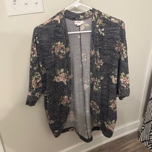 LuLaRoe Gray Floral Cardigan. Cross Posted